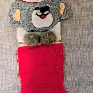 Festive Red Christmas Stocking with Mouse Design